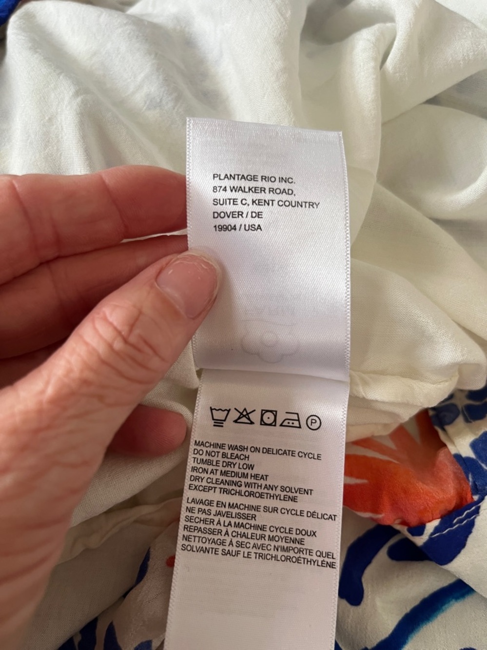 Farm Rio "Breeze" Blue & White Floral Maxi Dress with Orange Accents Size Medium - Picture 12 of 13